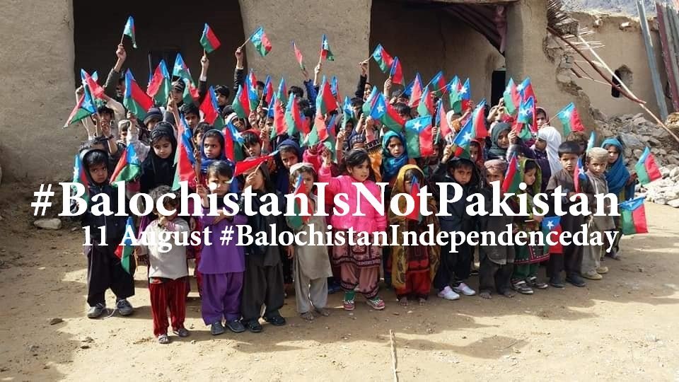 Children waiving Balochistan Flag on Balochistan Independence Day