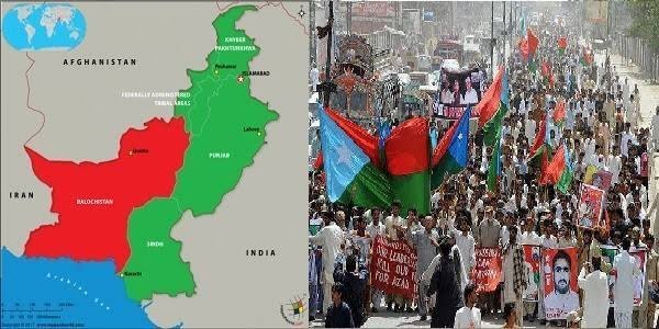 Procession in Balochistan. People carrying Flags of Baloch Nation