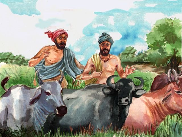 Cattle went astray in the fields when Guru Nanak as a young man was immersed in thoughts 