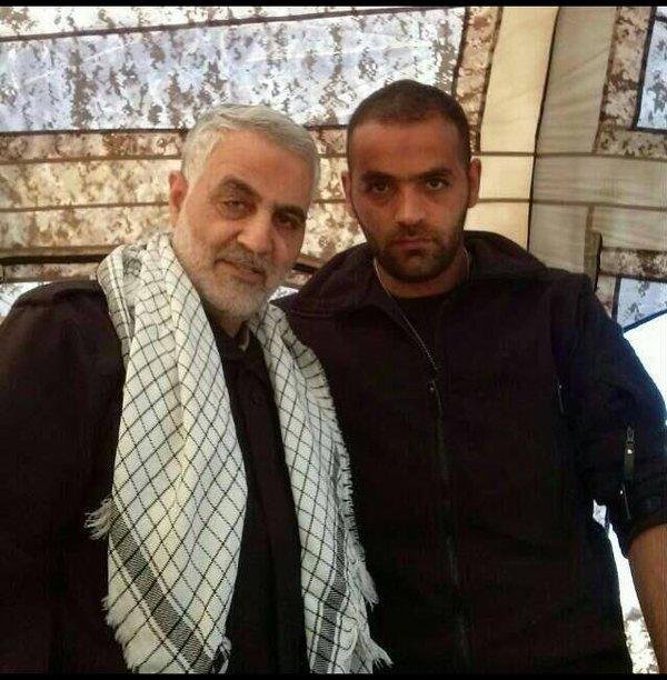 Soleimani with Lebanon’s Hezbollah fighter Sami Harb, killed in Aleppo region on October 22, 2015