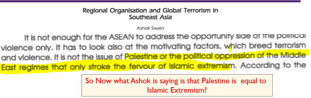 Ashok Swain Equating Palestine with Islamic Extremism 