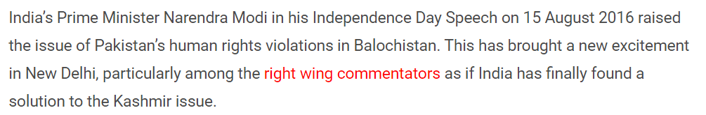 Ashok Swain the Muslim hating ISI’s Concubine: Screenshot from the article of Ashok Swain trying to link the Balochistan Freedom movement with Hindu Right Wing in India