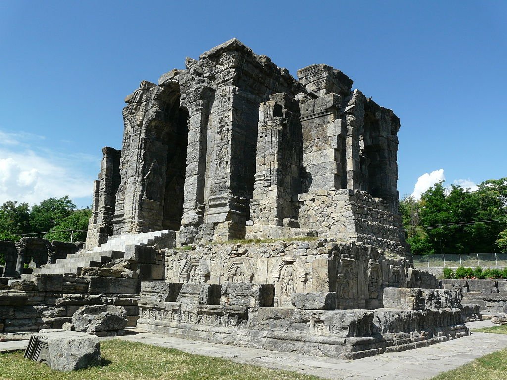 Martand Sun Temple Central shrine, dedicated to the deity Surya. The temple complex was built by the third ruler of the Karkota dynasty, Emperor Lalitaditya Muktapida, in the 8th century CE.