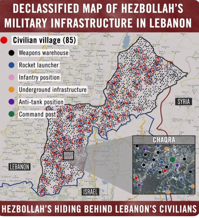 Israel Lebanon Conflict – Declassified Map of Hezbollah’s Military infrastructure in Lebanon
