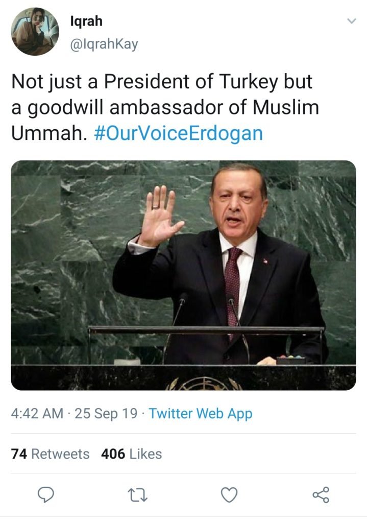 Failed attempt by Turkey to project Erdogan as leader of Muslim Ummah except Pakistani Twitter users portraying Turkey as Leader of Muslim Ummah

