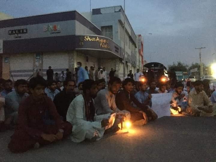 A silent candle march was arranged in Shaheed Fida Chowk, Turbat Kech for the justice for Hayat Baloch.