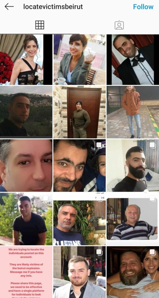Some Missing persons after the huge blast in Beirut, Lebanon