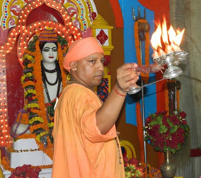 Yogi Adityanath - Current Chief Minister of Uttar Pradesh and also the Head of Guru Gorakhnath Temple at Gorakhpur, Uttar Pradesh, India