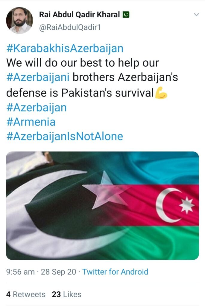 Turkey And Pakistan Sending Terrorists to Azerbaijan to Fight Armenia : Pakistani Social Media handles supporting Azerbaijan