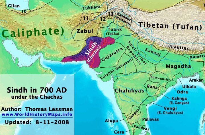 Pakistan is Killing Sindhi Hindus And Vandalizing Temples In Sindhudesh : Map of Sindh in 700 AD