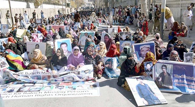 Murderers of Human Rights China and Pakistan Re-Elected to Human Rights Council : Family members of Missing Persons in Balochistan sitting on a protest